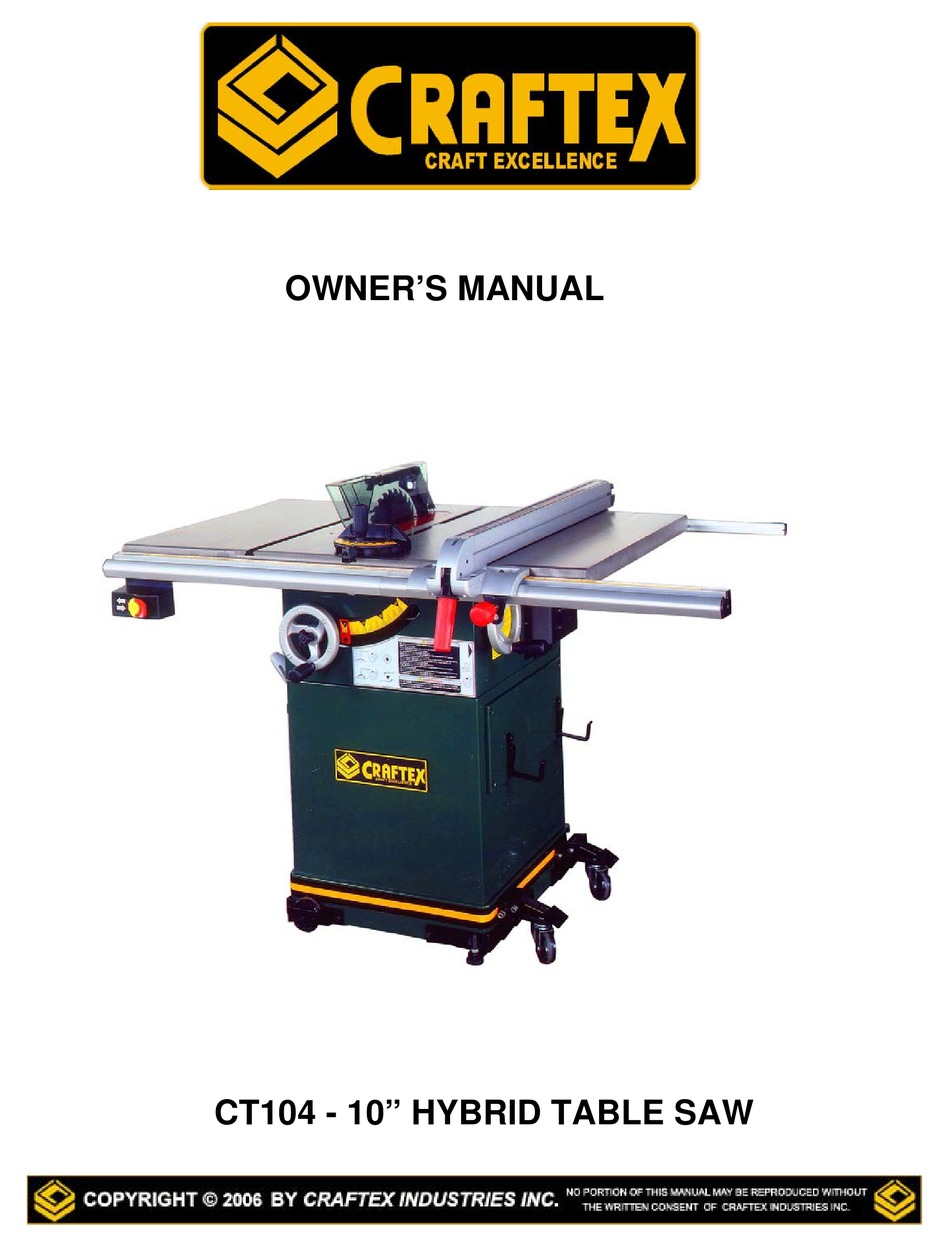 CRAFTEX CT104 OWNER'S MANUAL Pdf Download ManualsLib