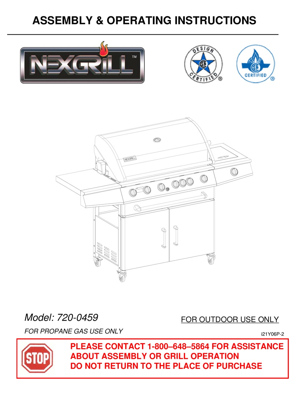 NEXGRILL 7200459 ASSEMBLY & OPERATING INSTRUCTIONS Pdf Download