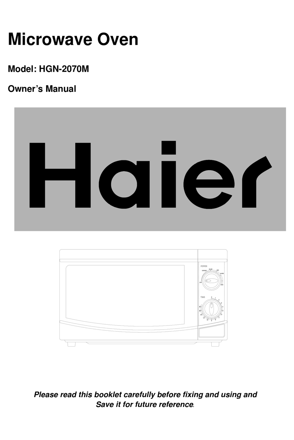 HAIER HGN2070M OWNER'S MANUAL Pdf Download ManualsLib