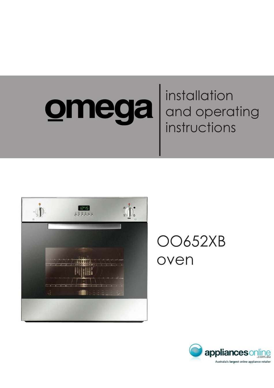 OMEGA OO652XB INSTALLATION AND OPERATING INSTRUCTIONS MANUAL Pdf