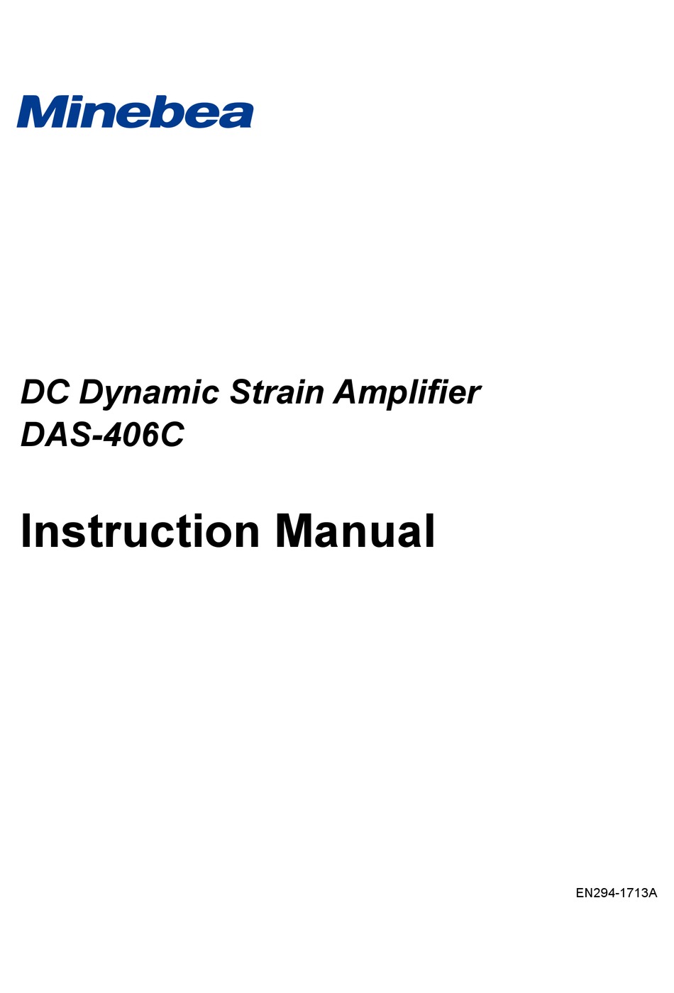 MINEBEA DAS-406C INSTRUCTION MANUAL Pdf Download | ManualsLib