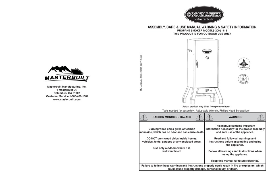 COOKMASTER 20051413 ASSEMBLY, CARE & USE MANUAL WARNING & SAFETY ...