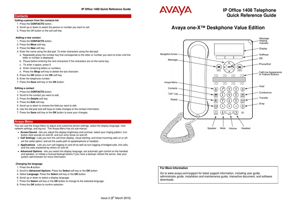 avaya-one-x-office-1408-quick-reference-manual-pdf-download-manualslib