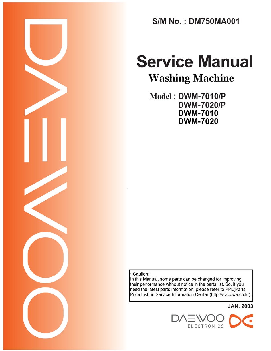 DAEWOO DWM-7010 SERVICE MANUAL Pdf Download | ManualsLib