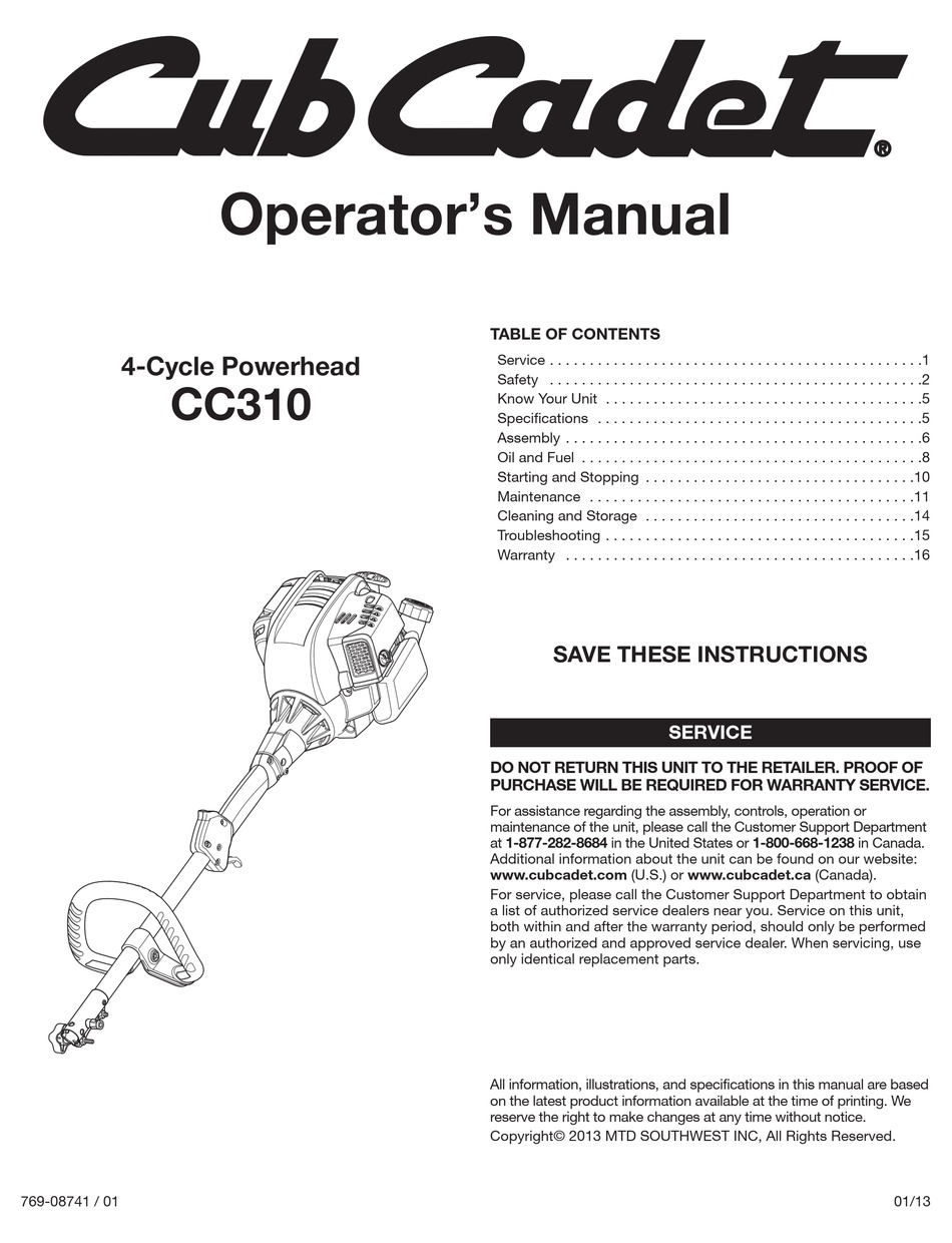 Cub Cadet Cc30h Maintenance Manual