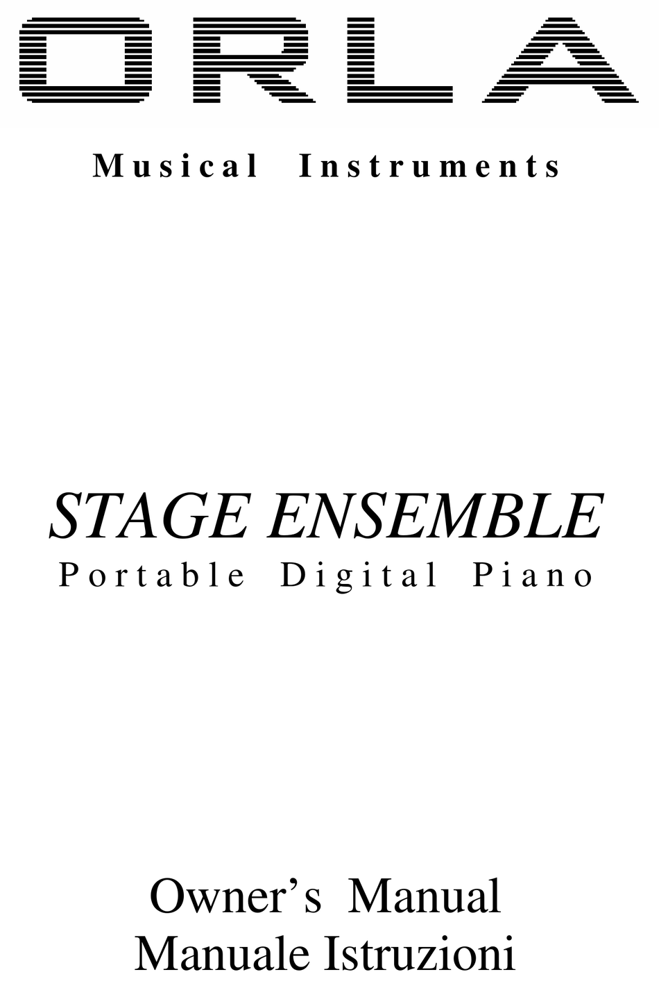 ORLA STAGE ENSEMBLE OWNER'S MANUAL Pdf Download ManualsLib