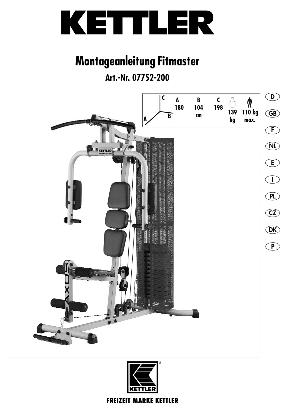 KETTLER 07752200 ASSEMBLY INSTRUCTIONS MANUAL Pdf Download ManualsLib