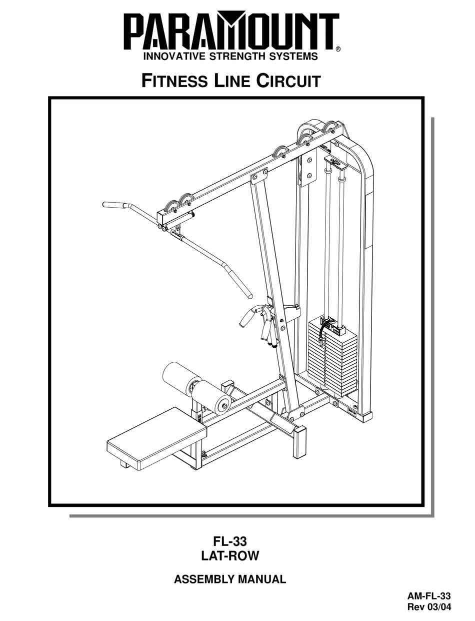 PARAMOUNT FITNESS FL33 ASSEMBLY MANUAL Pdf Download ManualsLib