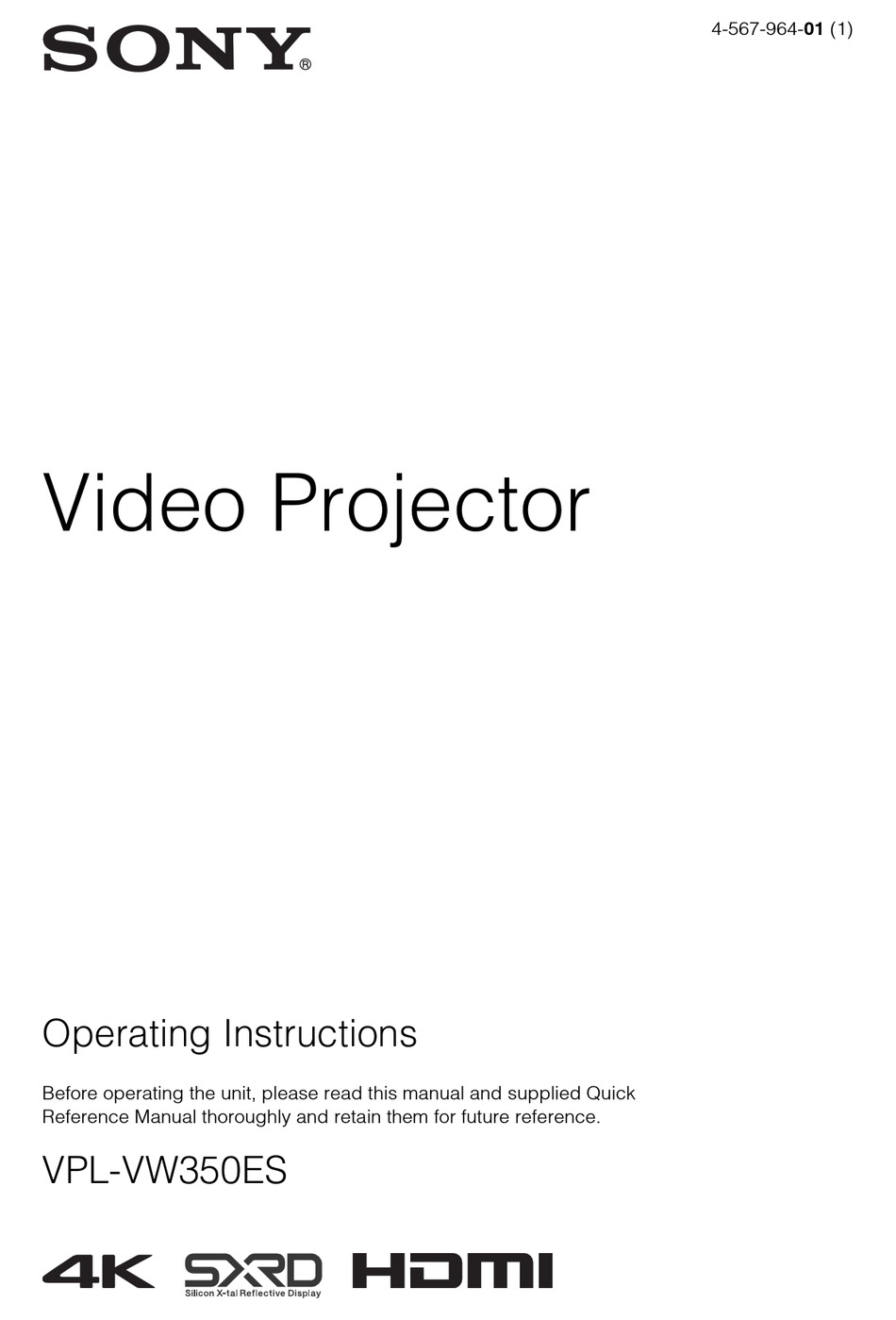 Sony VPL-VW350ES Operating Instructions 