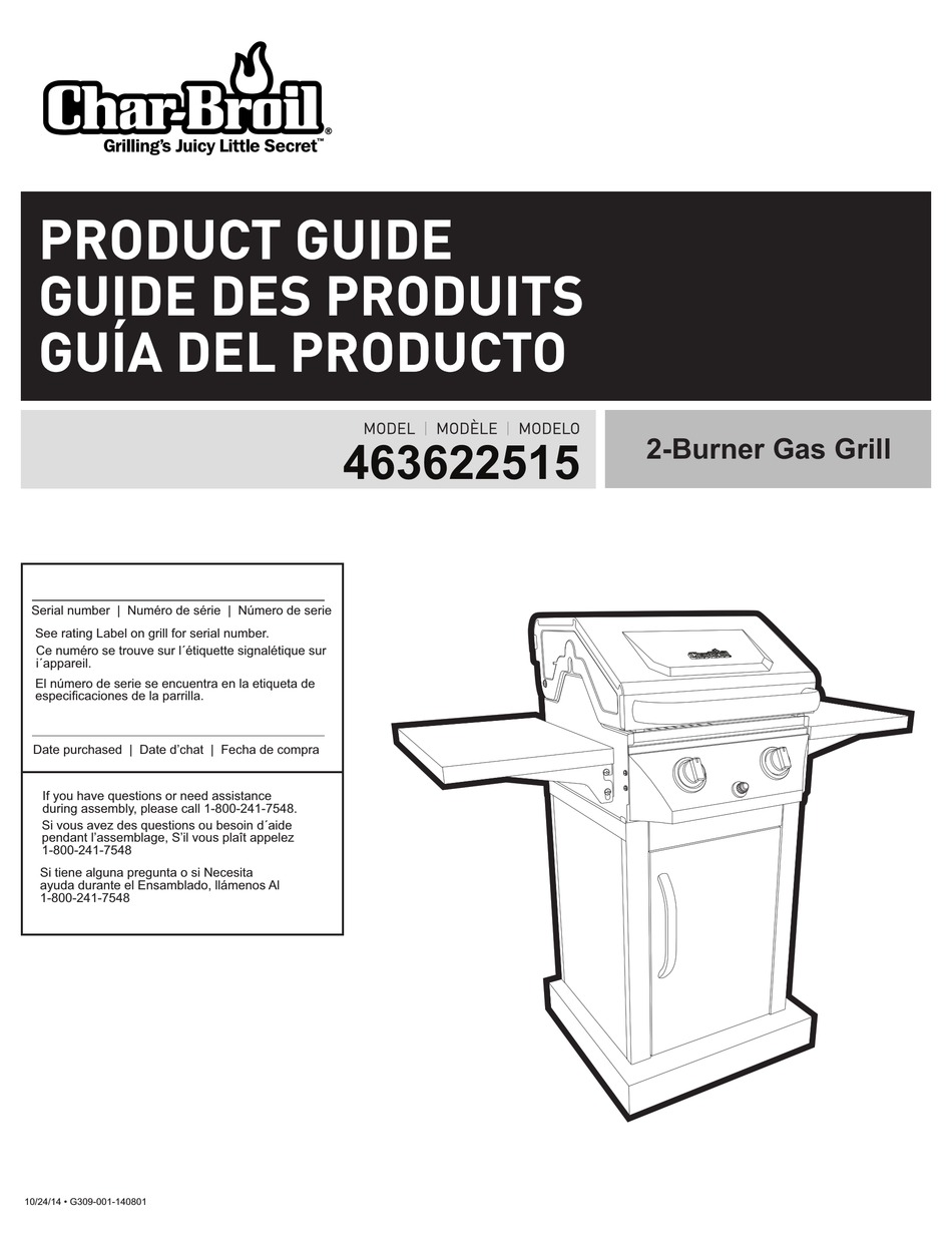 Table Of Contents For Your Safety Char Broil 463622515 Product