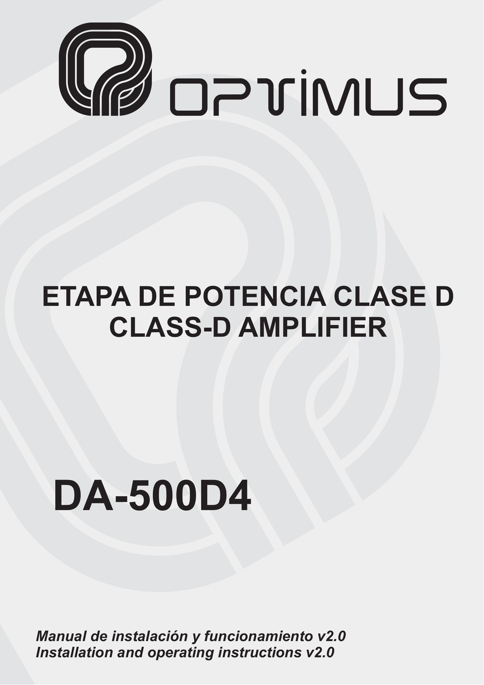 Optimus Da 500d4 Installation And Operating Instructions Manual Pdf