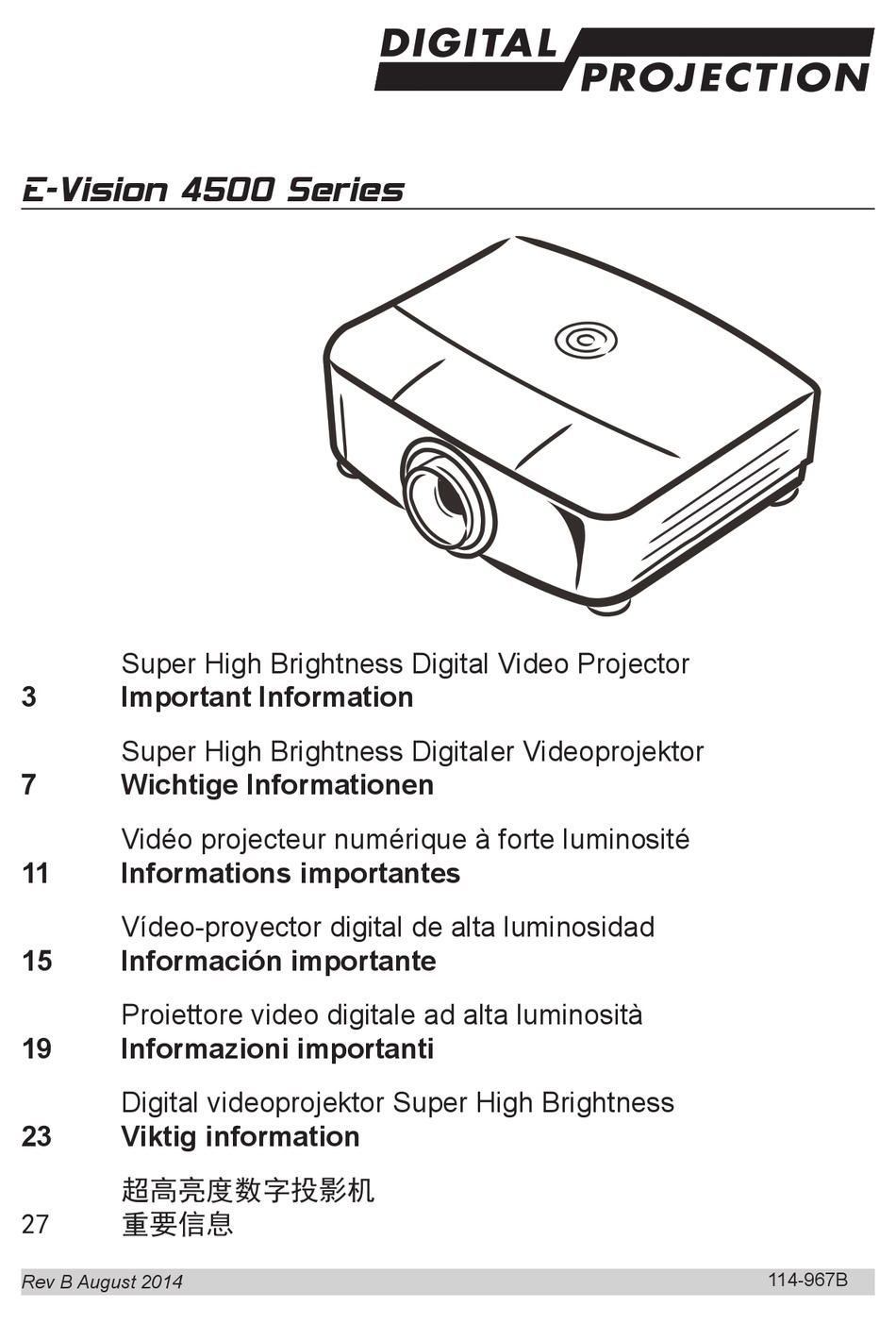 DIGITAL PROJECTION EVISION 4500 SERIES USER MANUAL Pdf Download ManualsLib