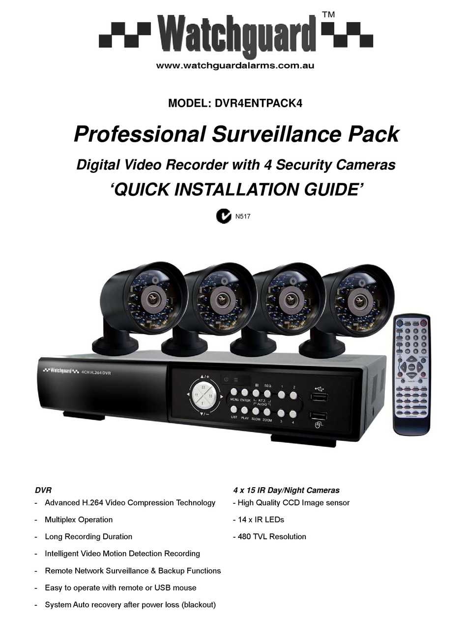 WATCHGUARD DVR4ENTPACK4 QUICK INSTALLATION MANUAL Pdf Download ManualsLib