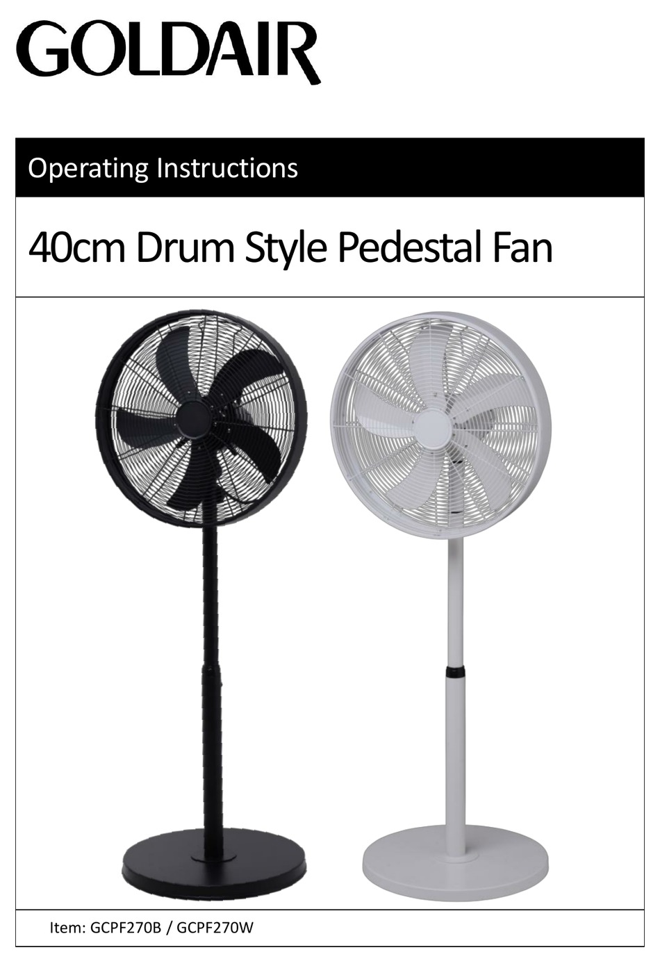 GOLDAIR GCPF270B OPERATING INSTRUCTIONS MANUAL Pdf Download ManualsLib