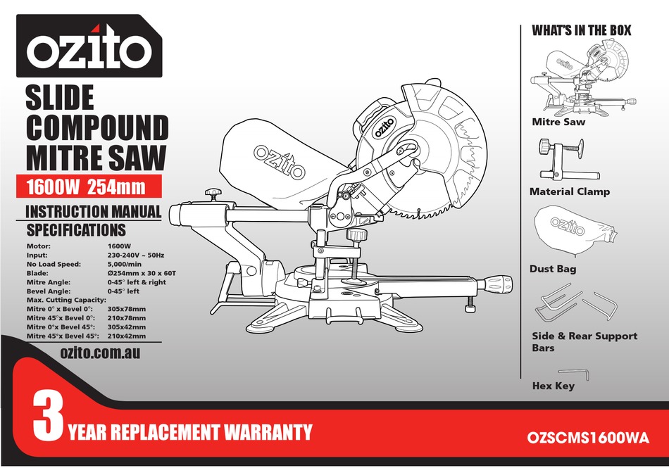 OZITO OZSCMS1600WA INSTRUCTION MANUAL Pdf Download ManualsLib