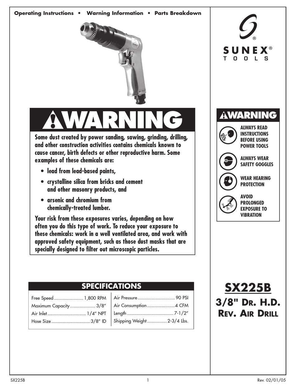 SUNEX TOOLS SX225B OPERATING INSTRUCTIONS MANUAL Pdf Download | ManualsLib