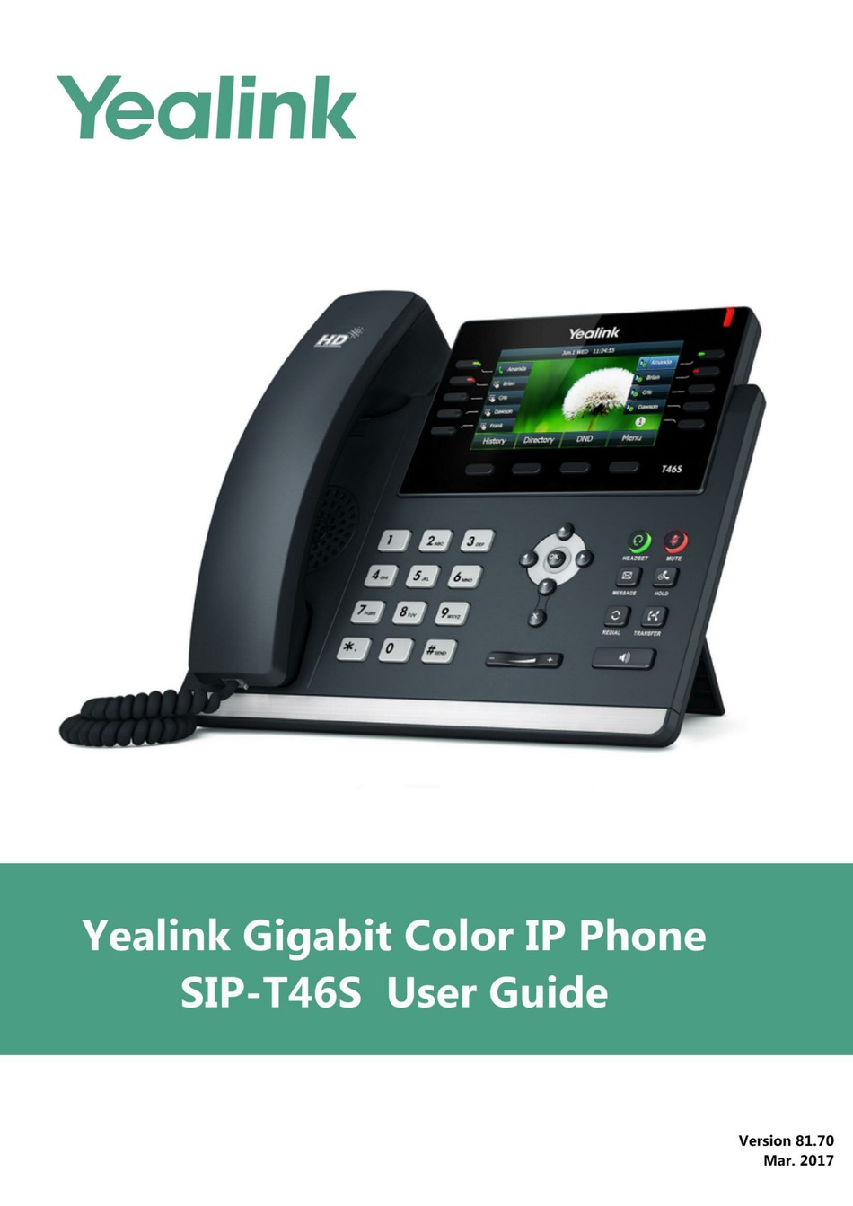 YEALINK SIP-T46S USER MANUAL Pdf Download | ManualsLib