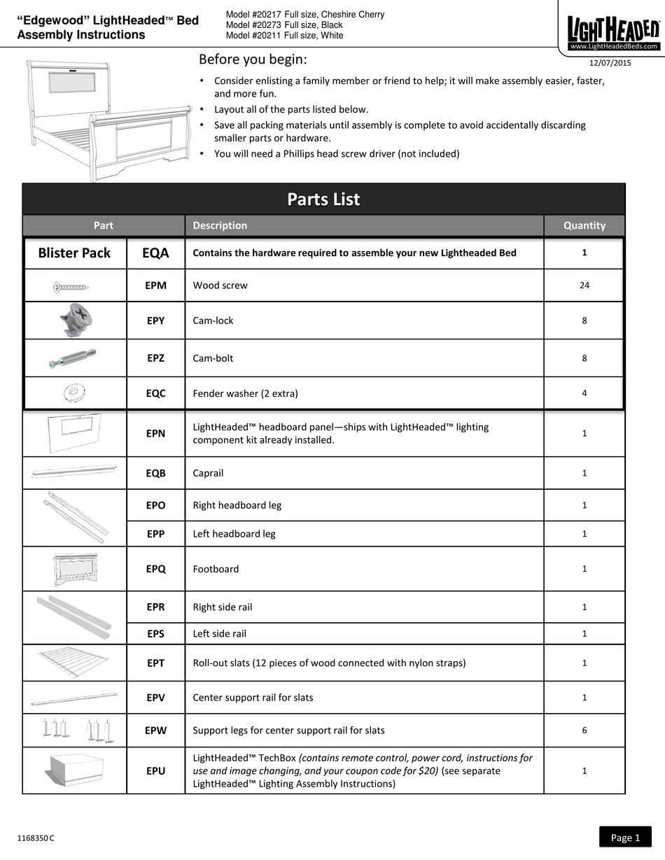 LIGHTHEADED 20217 ASSEMBLY INSTRUCTIONS Pdf Download ManualsLib
