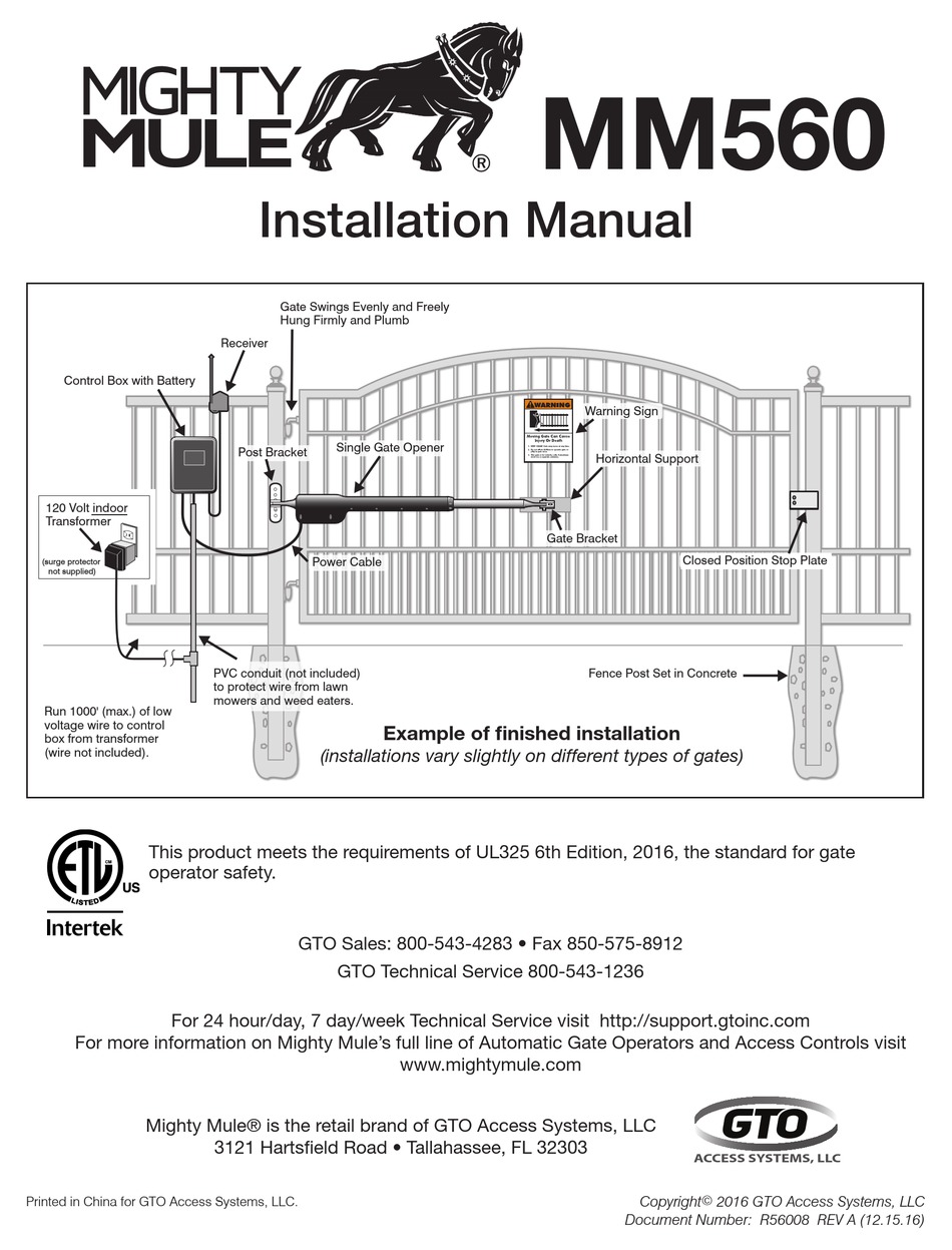 MIGHTY MULE MM560 INSTALLATION MANUAL Pdf Download ManualsLib