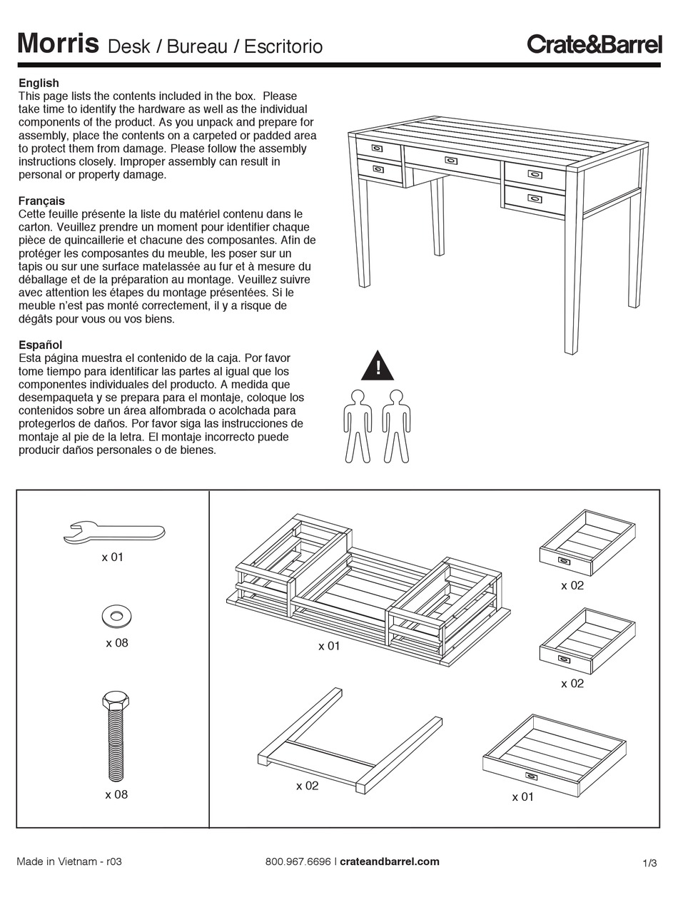 CRATE&BARREL MORRIS ASSEMBLY INSTRUCTIONS Pdf Download ManualsLib