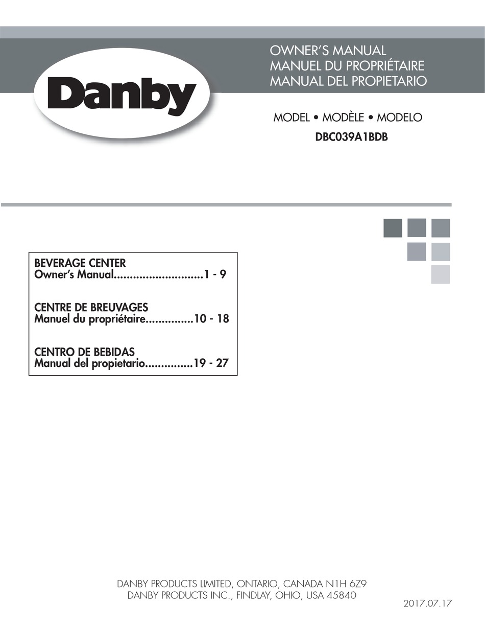 DANBY DBC039A1BDB OWNER'S MANUAL Pdf Download ManualsLib