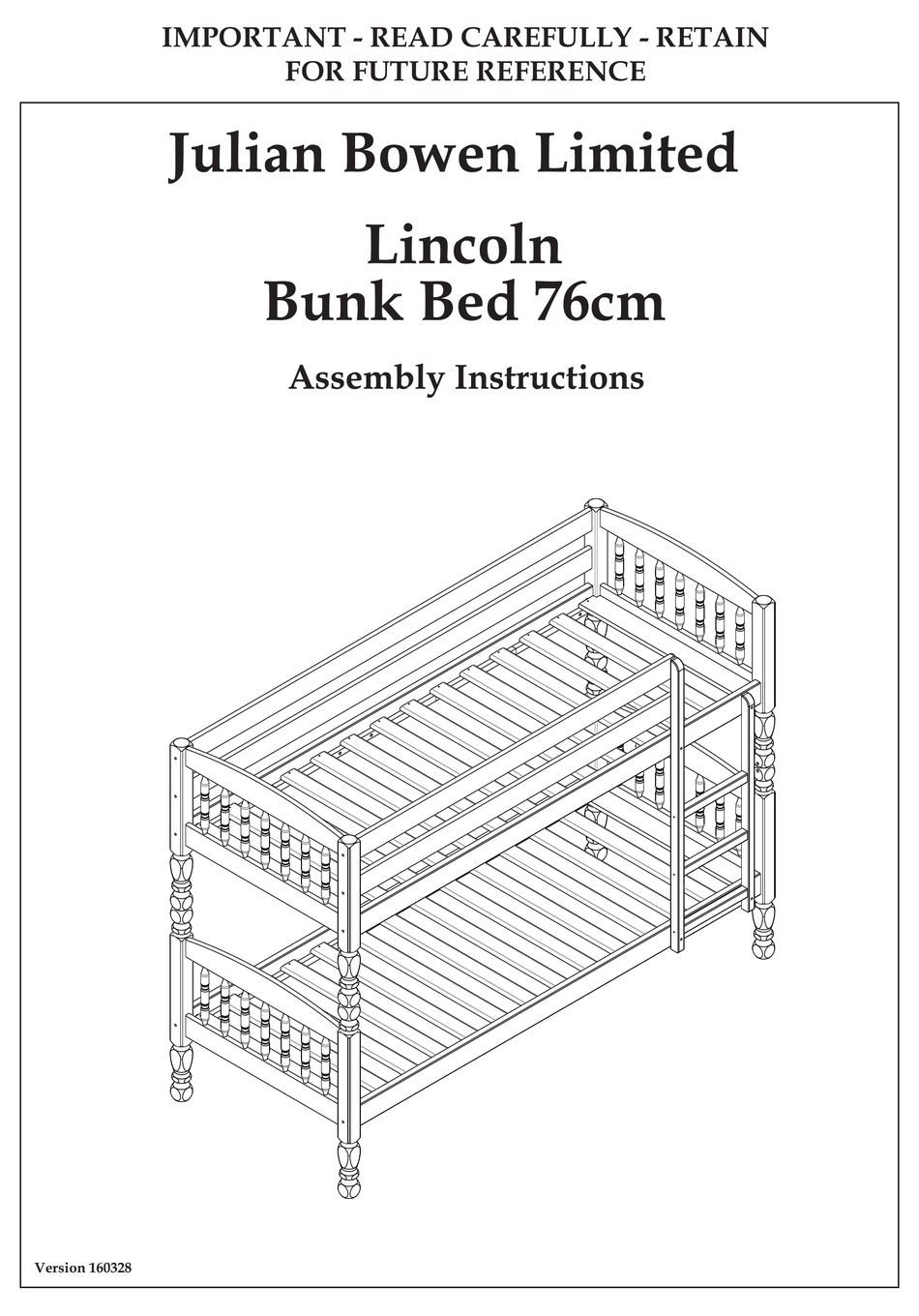JULIAN BOWEN LIMITED LINCOLN UP10119 ASSEMBLY INSTRUCTIONS MANUAL Pdf