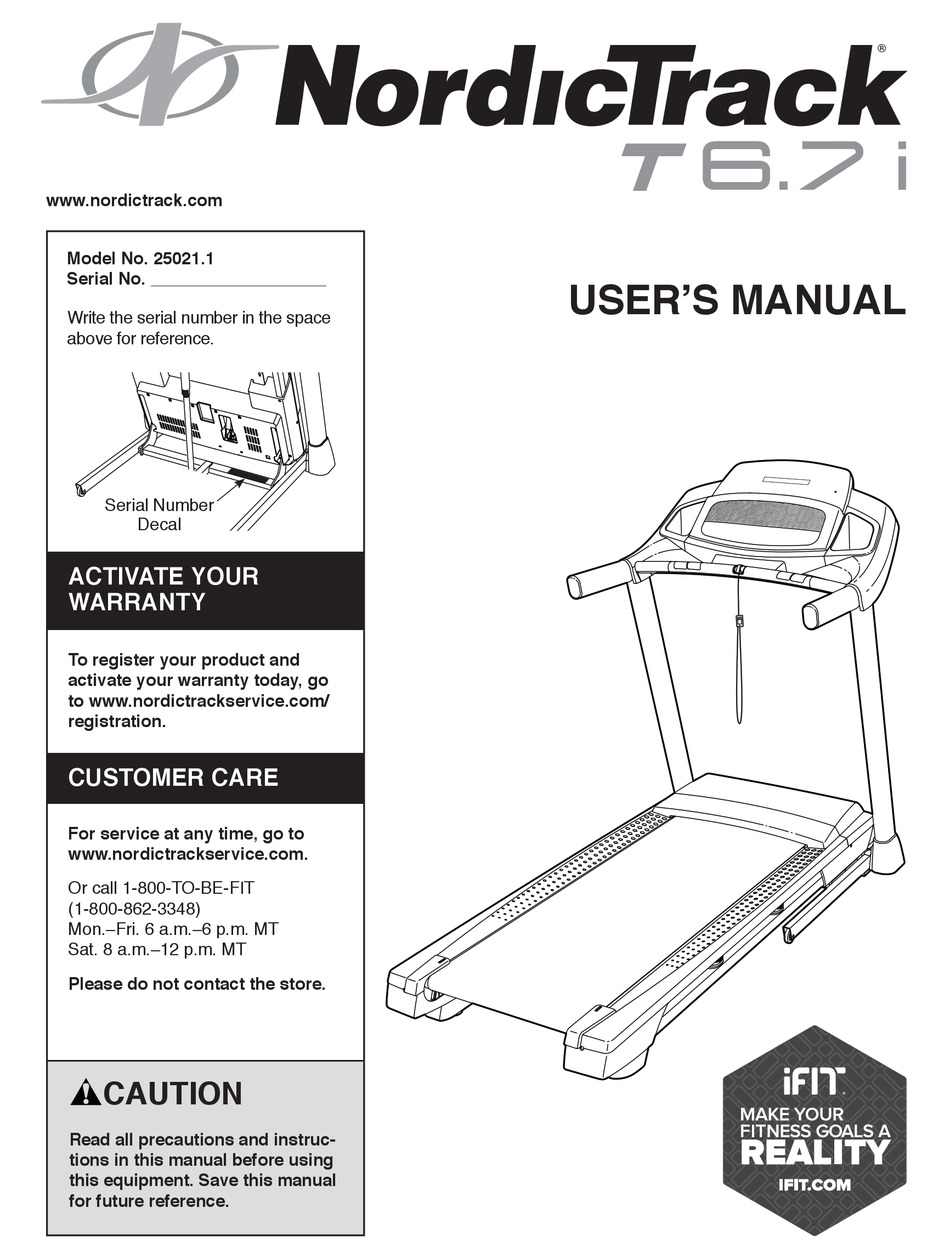 Nordictrack t discount 7.0 treadmill manual