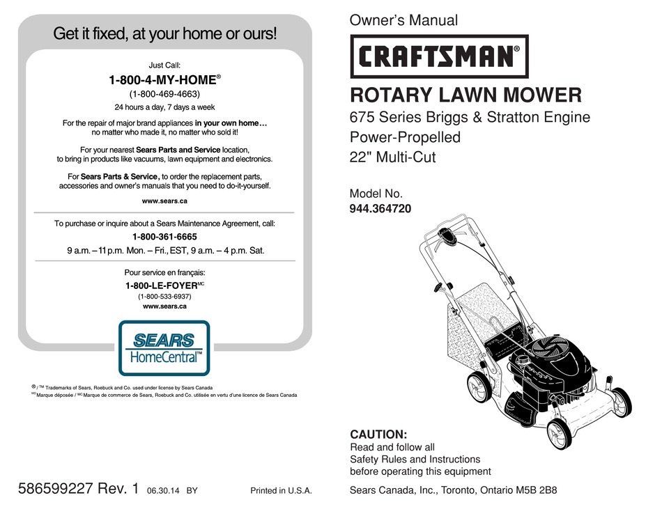 Craftsman 675 series lawn mower 190cc manual new arrivals