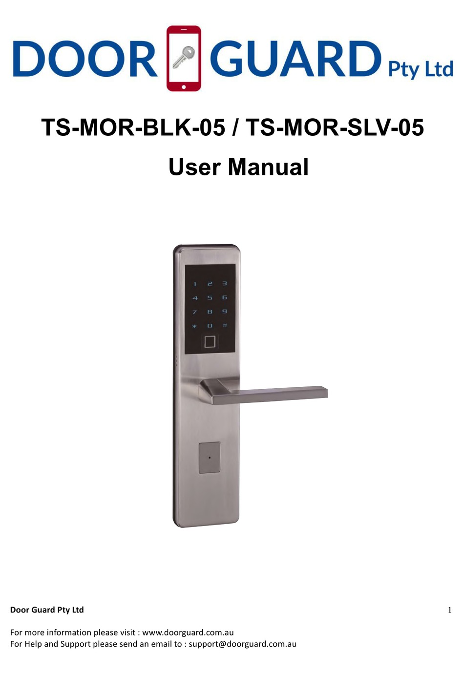 DOOR GUARD PTY LTD TSMORBLK05 USER MANUAL Pdf Download ManualsLib
