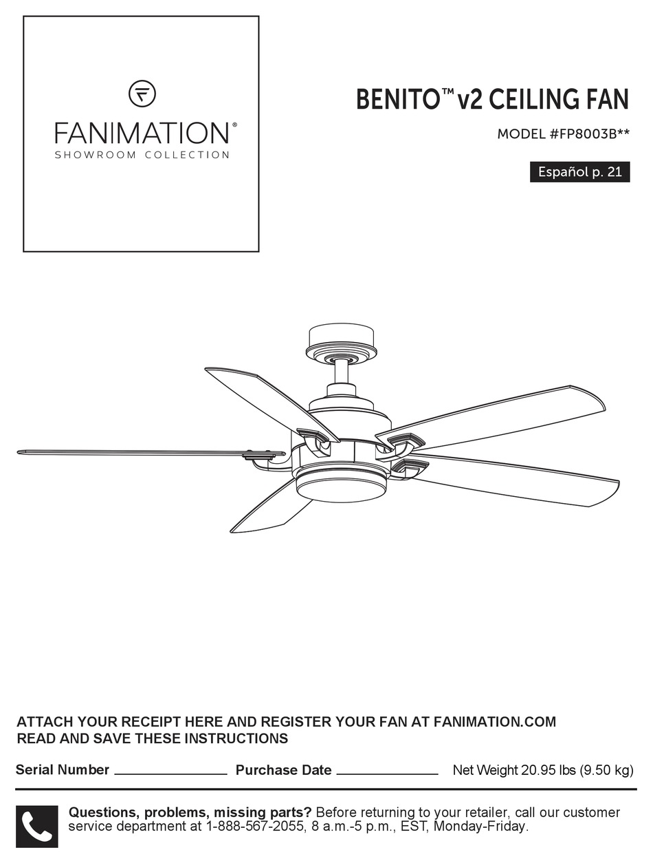 FANIMATION BENITO V2 FP8003B SERIES 