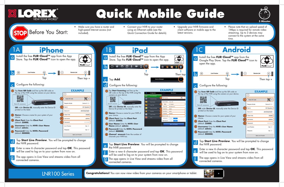 LOREX LNR100 SERIES QUICK MOBILE MANUAL Pdf Download | ManualsLib