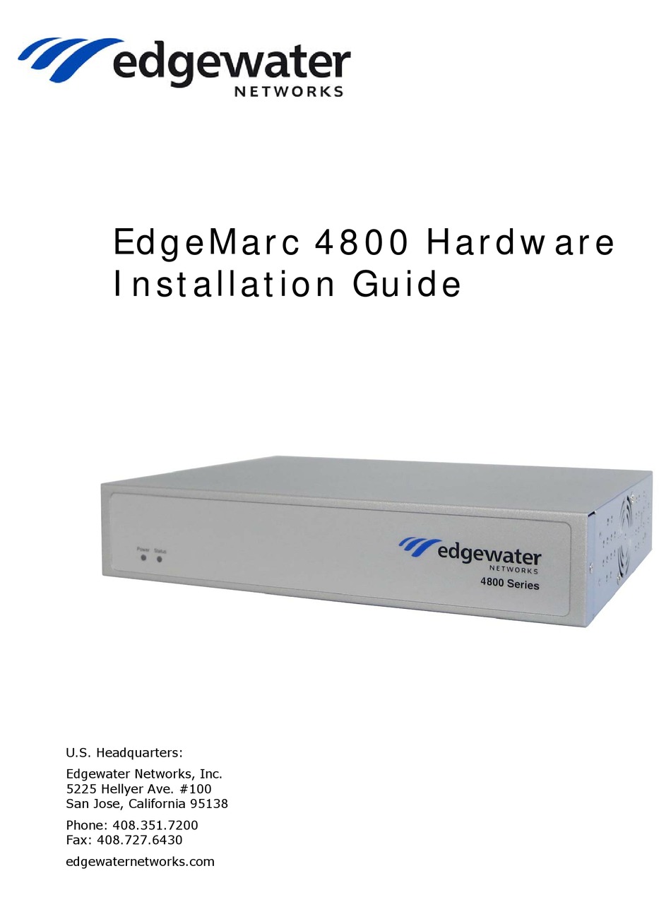 EDGEWATER NETWORKS EDGEMARC 4800 HARDWARE INSTALLATION MANUAL Pdf