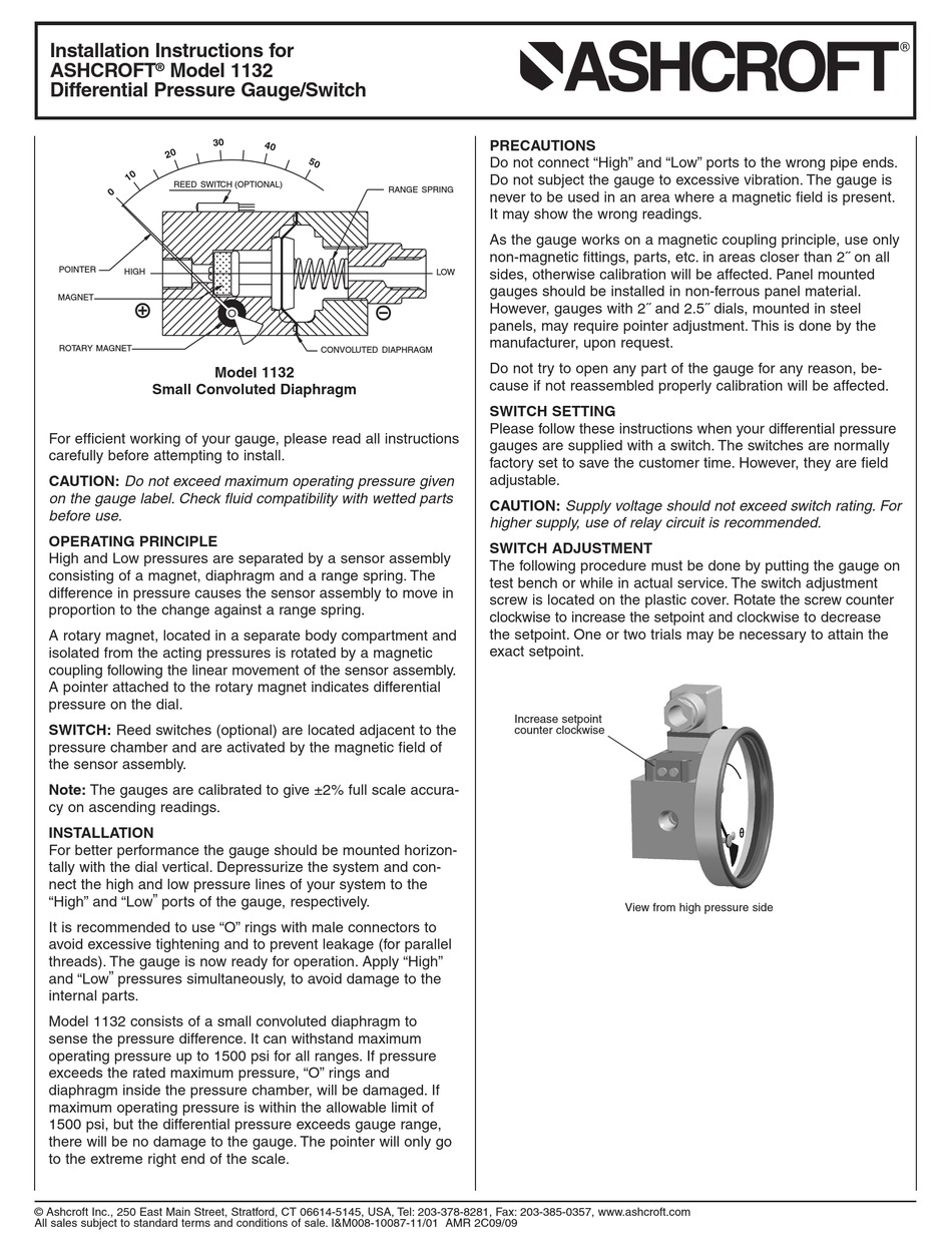ASHCROFT 1132 INSTALLATION INSTRUCTIONS Pdf Download ManualsLib