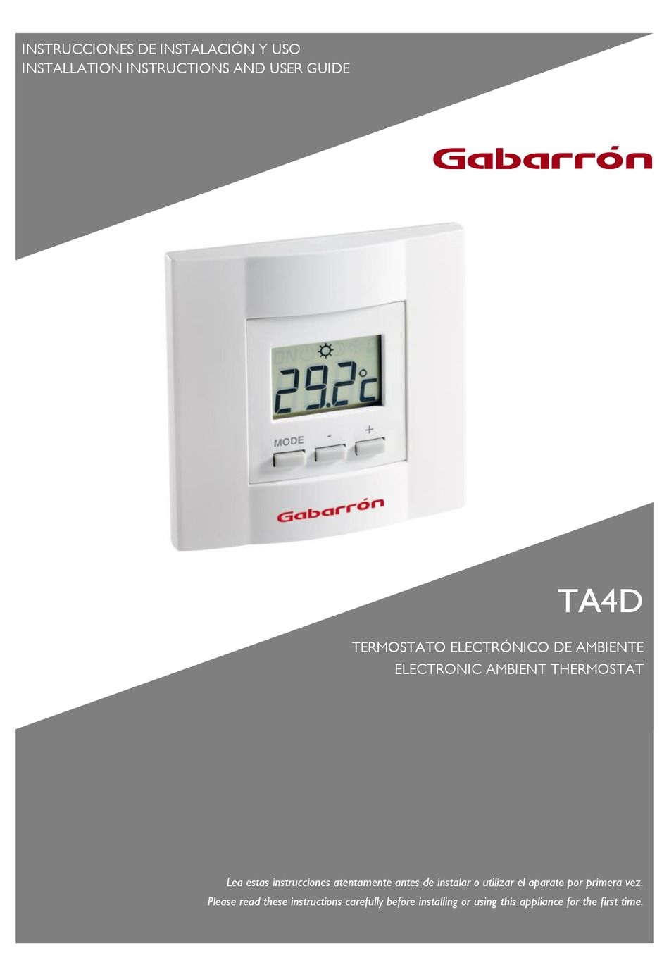GABARRON TA4D INSTALLATION INSTRUCTIONS AND USER MANUAL Pdf Download ManualsLib