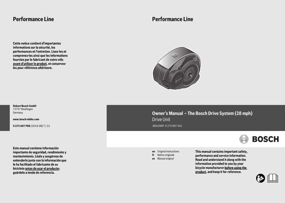 BOSCH PERFORMANCE LINE OWNER'S MANUAL Pdf Download ManualsLib