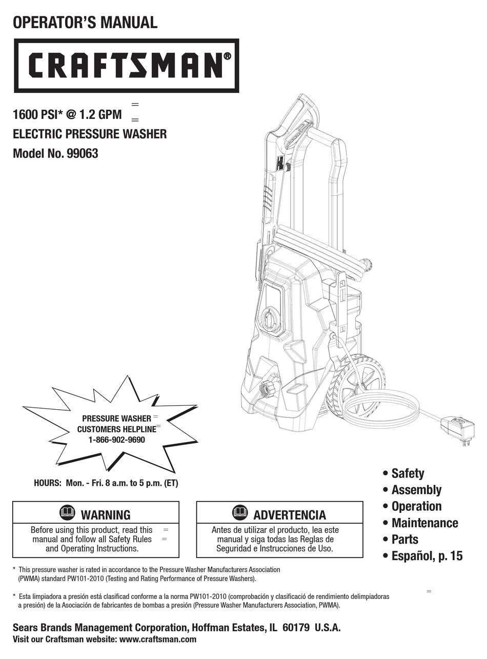 CRAFTSMAN 99063 OPERATOR'S MANUAL Pdf Download | ManualsLib