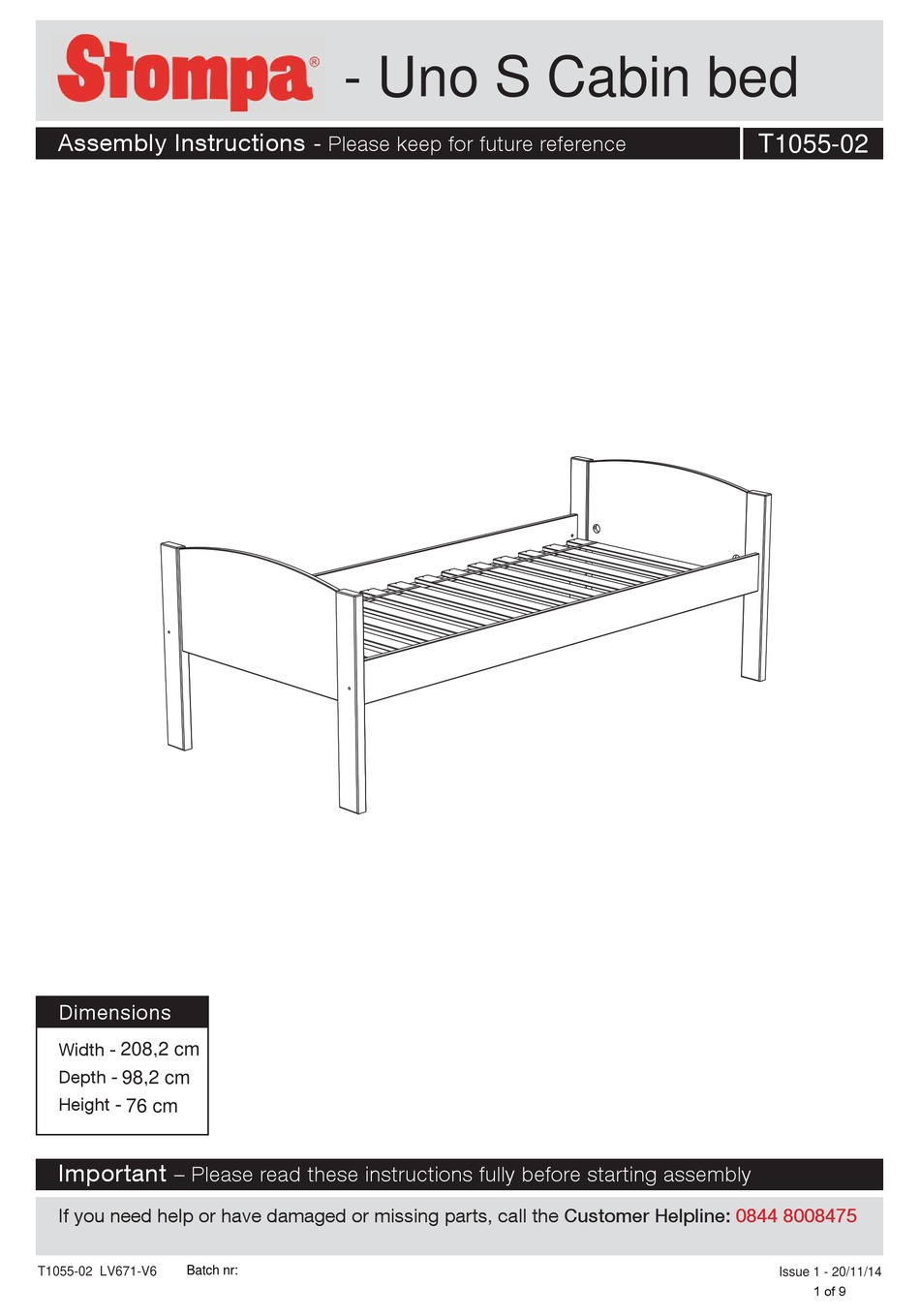 STOMPA UNO S CABIN BED ASSEMBLY INSTRUCTIONS MANUAL Pdf Download