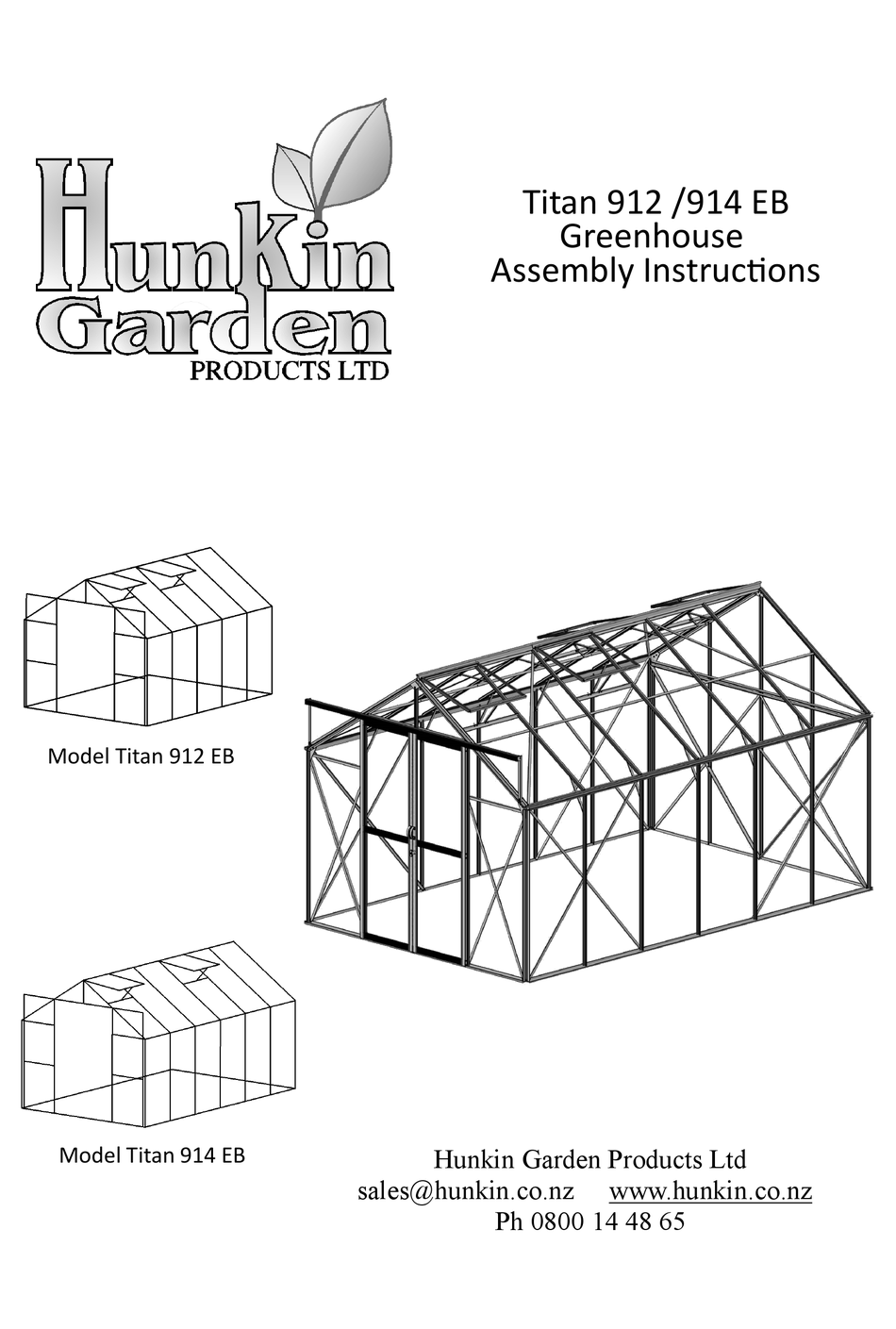 HUNKIN GARDEN TITAN 912 EB ASSEMBLY INSTRUCTIONS MANUAL Pdf Download