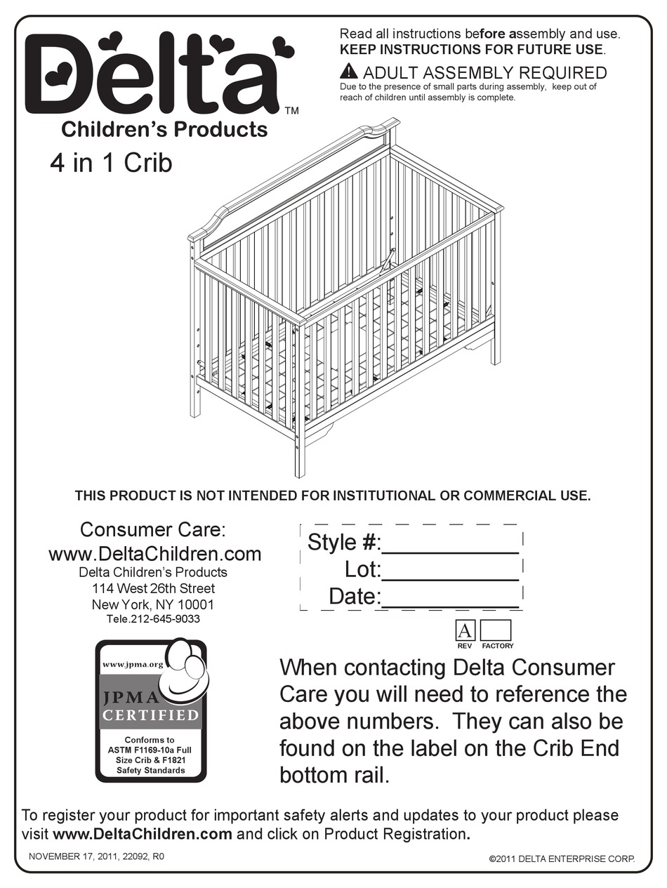 DELTA CHILDRENS PRODUCTS 7040 INSTRUCTIONS FOR USE MANUAL Pdf Download