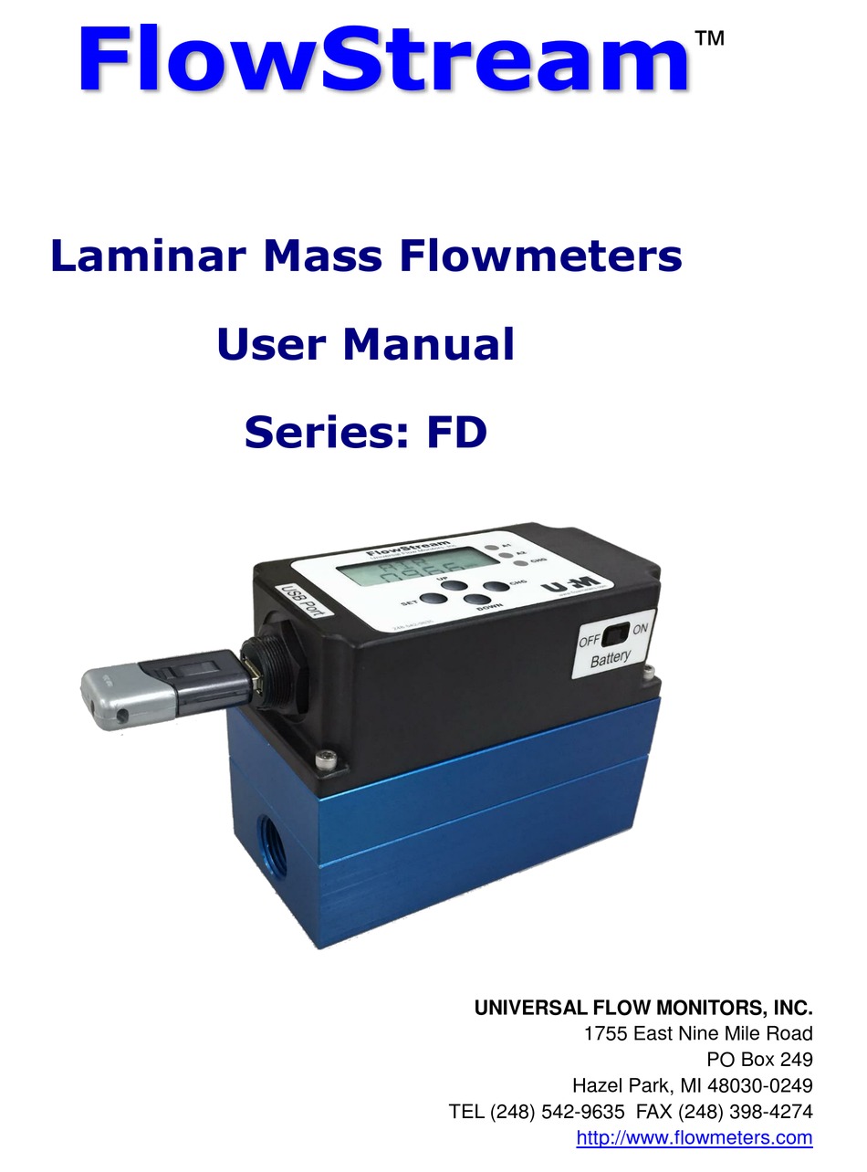 UNIVERSAL FLOW MONITORS FLOWSTREAM FD SERIES USER MANUAL Pdf Download