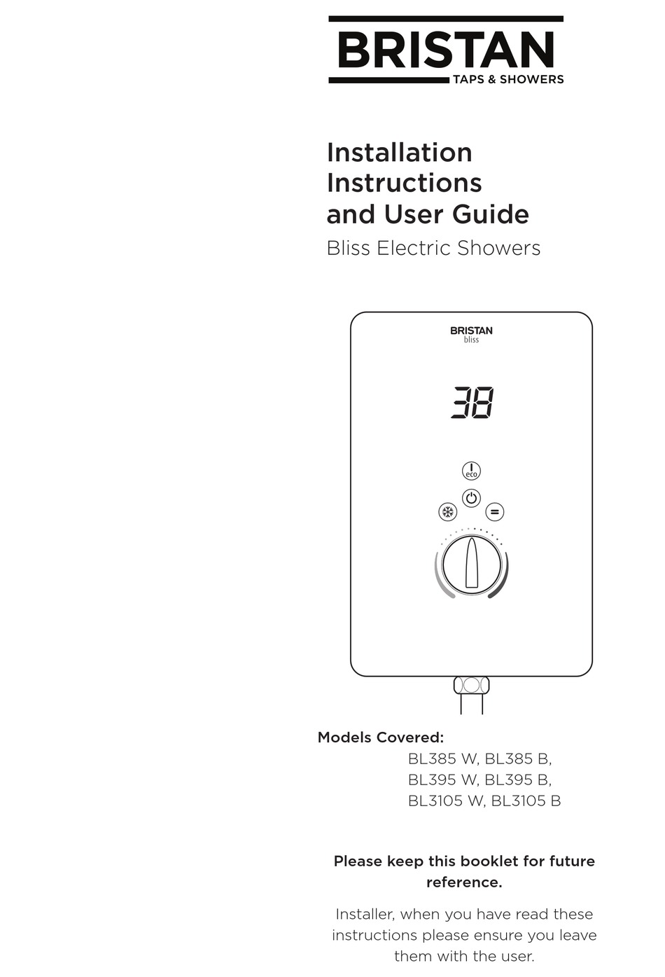 BRISTAN BLISS SERIES INSTALLATION INSTRUCTIONS AND USER MANUAL Pdf