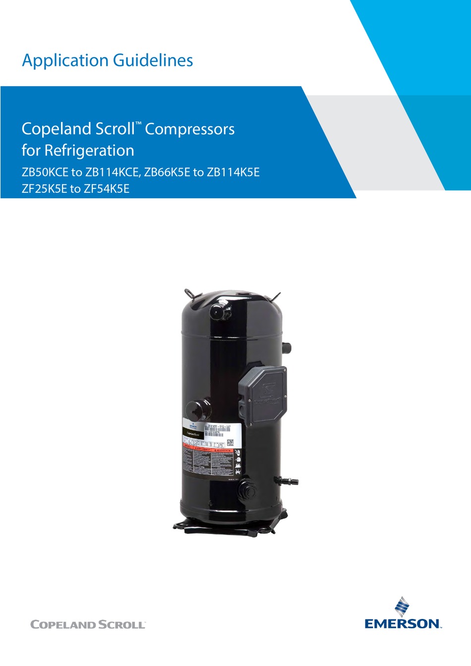 EMERSON COPELAND SCROLL ZB50KCE APPLICATION MANUALLINES Pdf Download