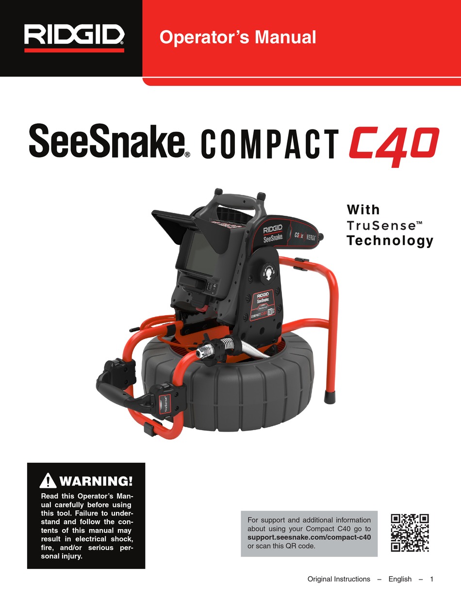 RIDGID SEESNAKE COMPACT C40 OPERATOR'S MANUAL Pdf Download ManualsLib