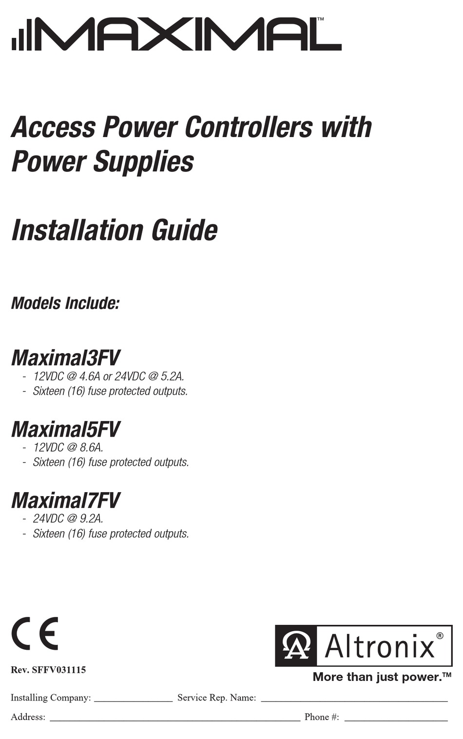 ALTRONIX MAXIMAL3FV INSTALLATION MANUAL Pdf Download | ManualsLib