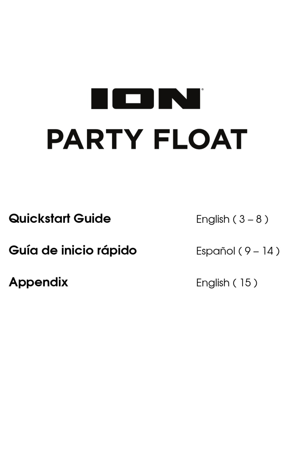 ION PARTY FLOAT QUICK START MANUAL Pdf Download ManualsLib