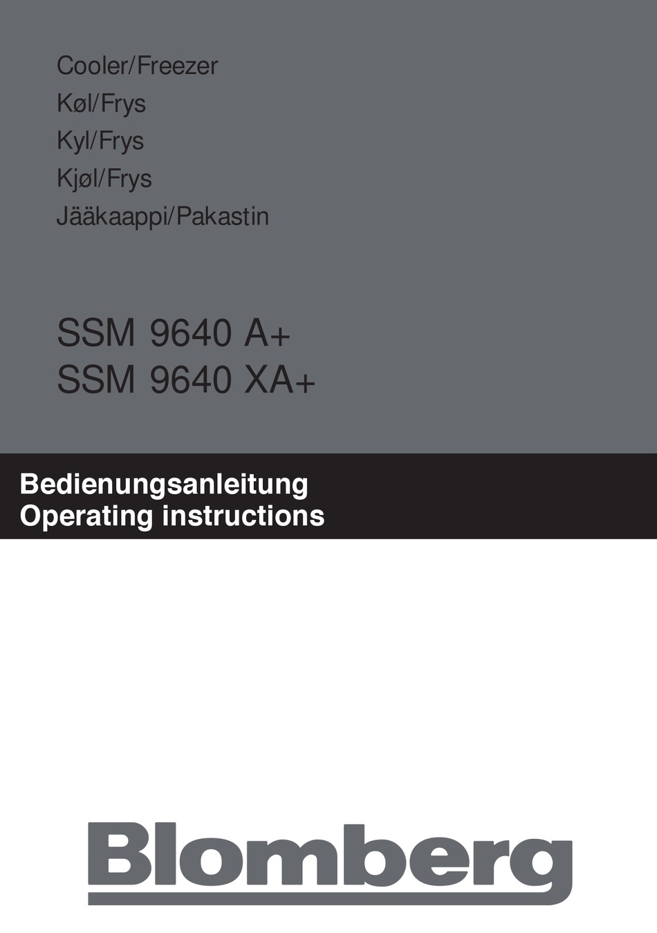 BLOMBERG SSM 9640 A+ OPERATING INSTRUCTIONS MANUAL Pdf Download Sns-Brigh10