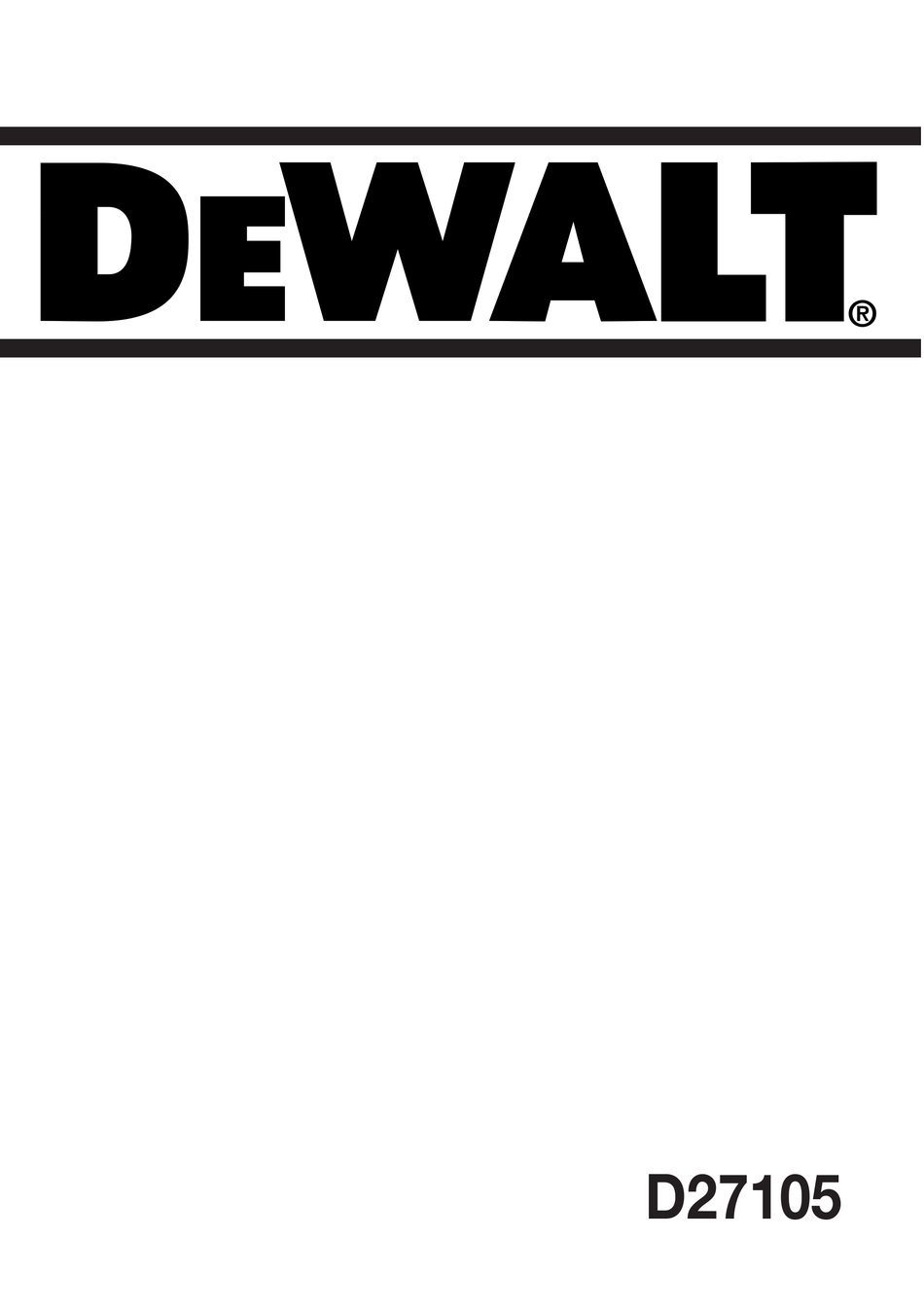DEWALT D27105 INSTRUCTION MANUAL Pdf Download ManualsLib