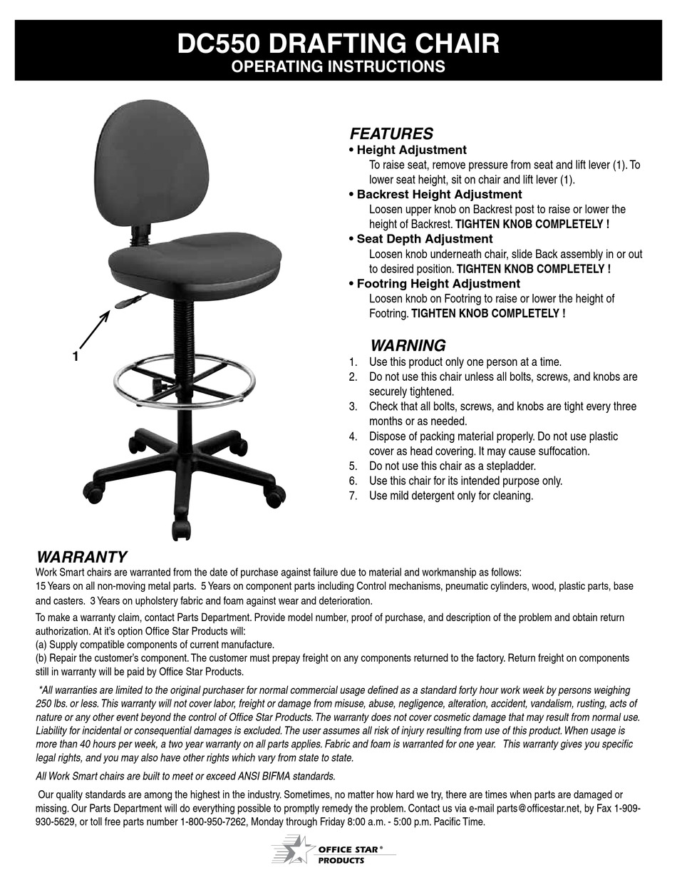 OFFICE STAR PRODUCTS DC550 OPERATING INSTRUCTIONS Pdf Download ManualsLib