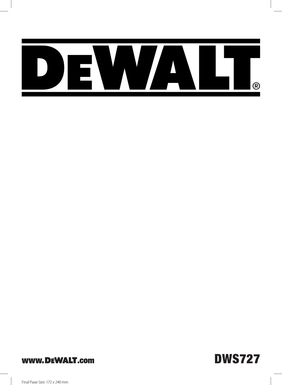 DEWALT DWS727 ORIGINAL INSTRUCTIONS MANUAL Pdf Download | ManualsLib
