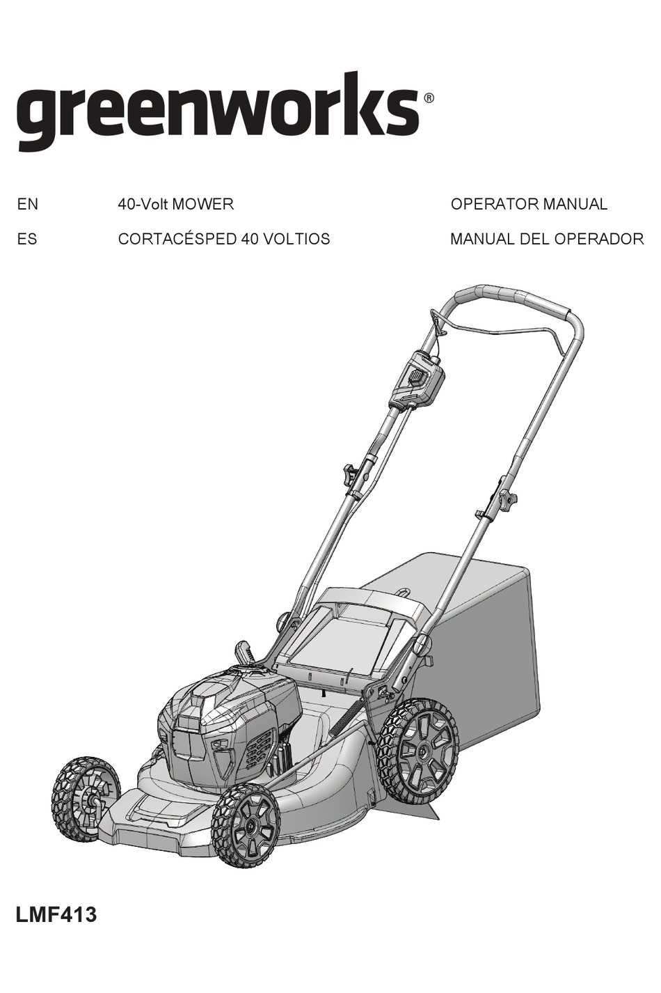 GREENWORKS LMF413 OPERATOR